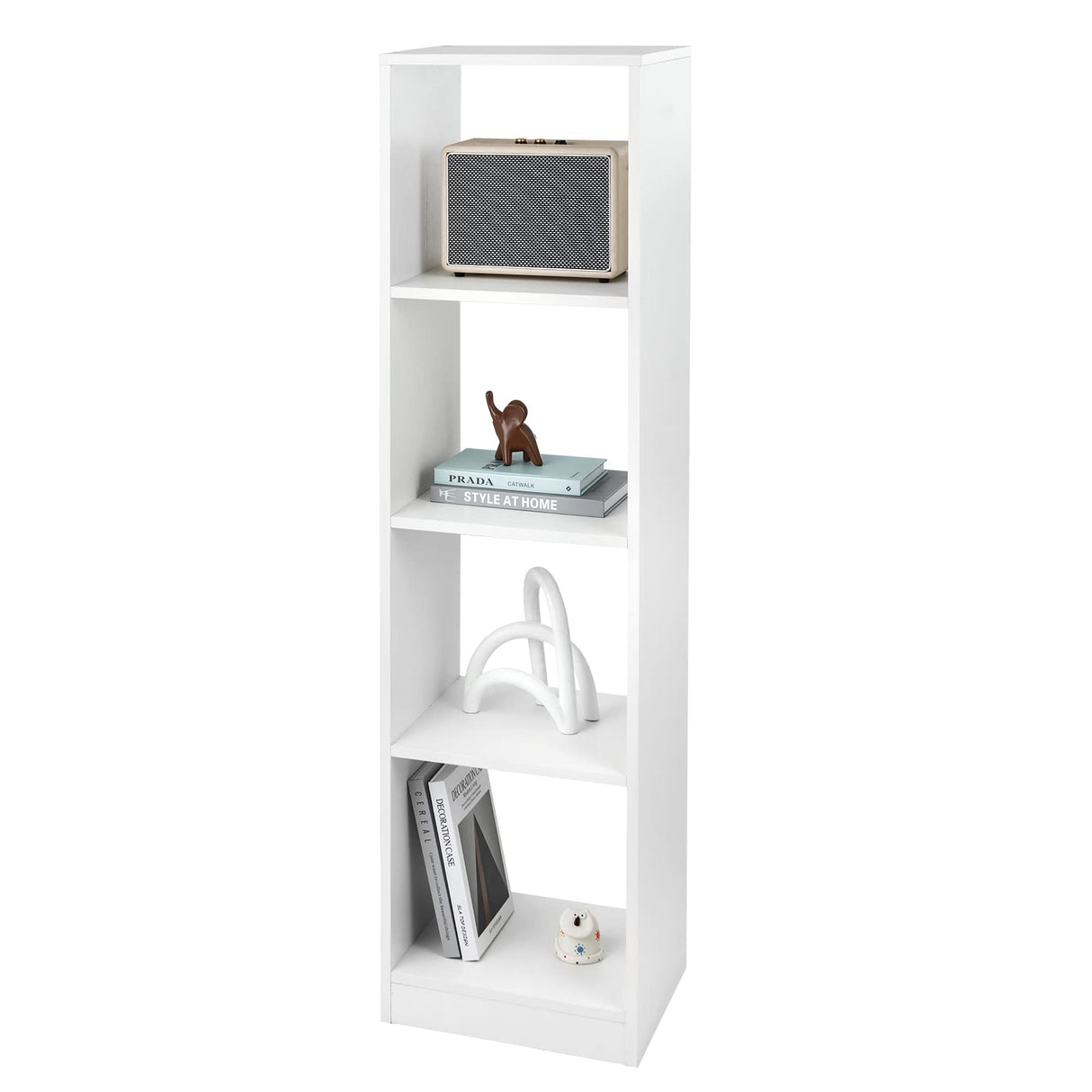Vertical Bookcase, 56” Tall Narrow Freestanding Bookshelf with Anti-toppling Fittings,