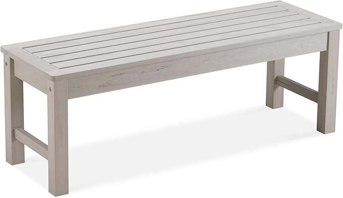 Knight Bench Set of 2, Two Person Outdoor Poly Lumber Patio Backless Bench