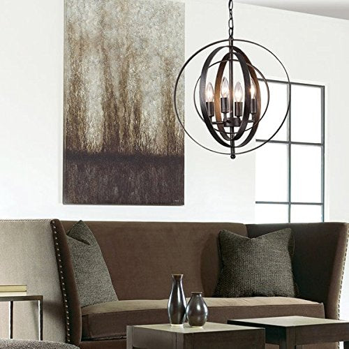 Jojospring Benita Antique Black Iron 4-Light Orb Chandelier