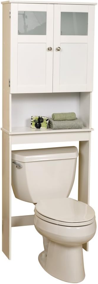 Bathroom Wall Cabinet, White with 2 Doors and 3 Adjustable Shelves