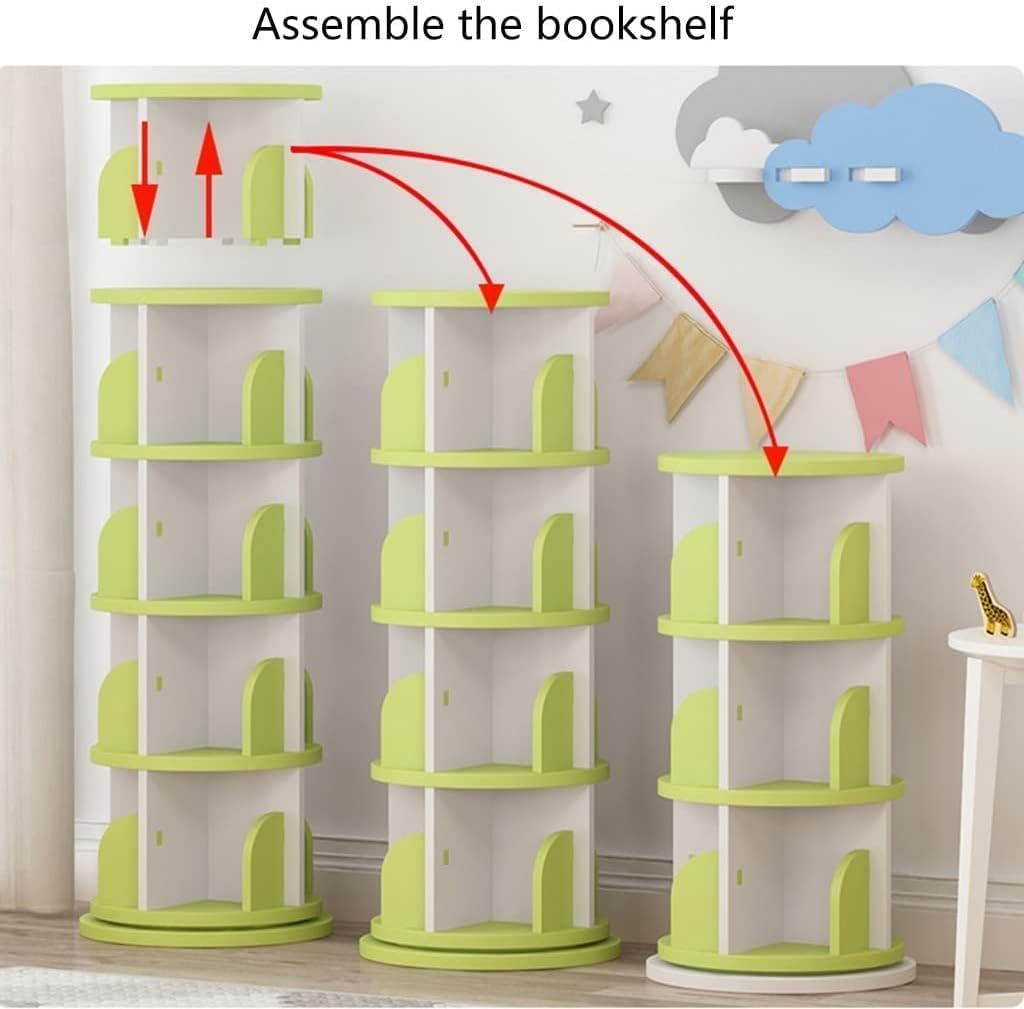 Bookcases 360° Rotating Bookshelf Simple Standing Bookcase Large Capacity Book Rack Home Magazine Children's Picture Book Bookshelves Practical Fashion