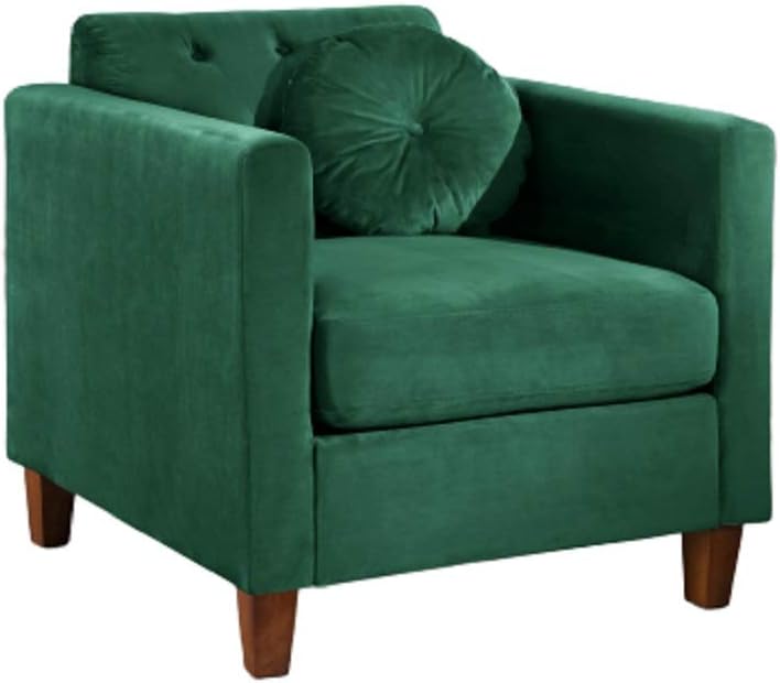 High Density Foam 31.9’’ Wide Emerald Green Chesterfield Living Room Removable Cushion & Solid Wood Legs (S5530-5535) Velvet Tight Back Armchair