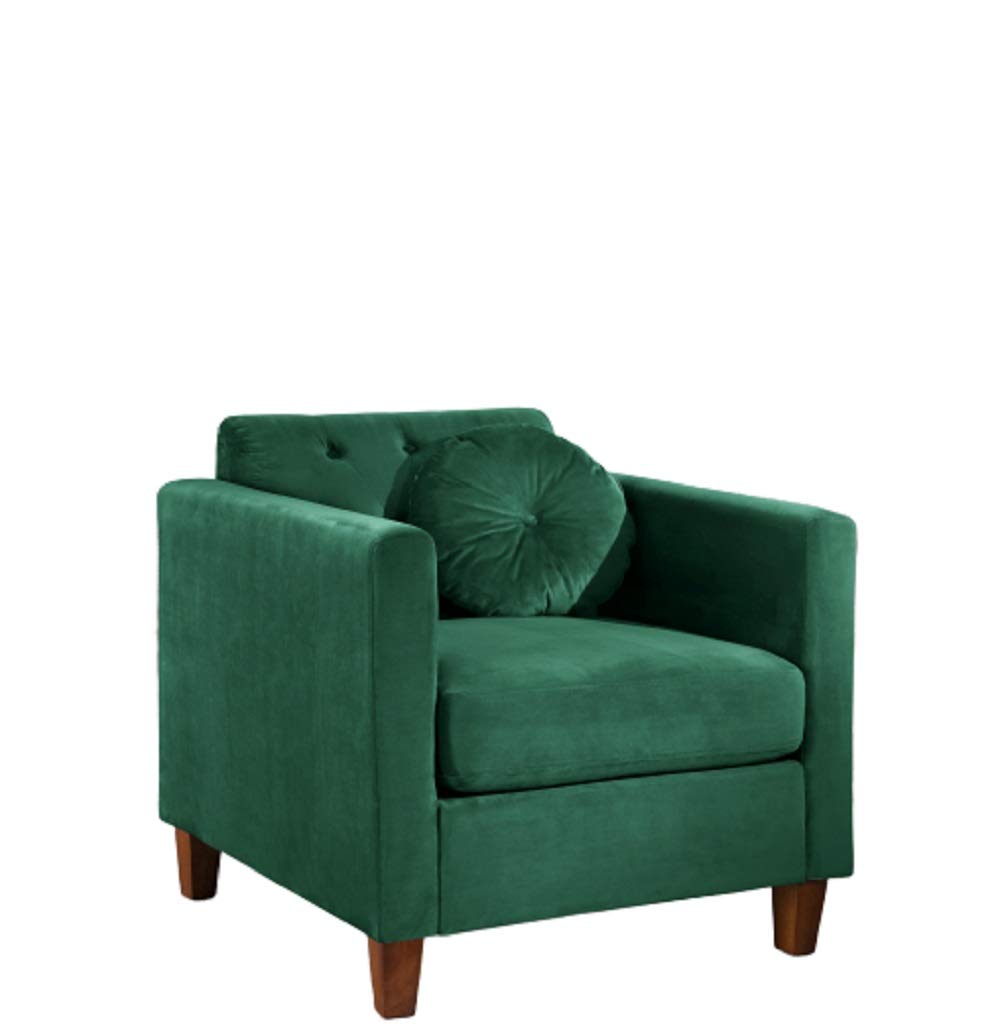 High Density Foam 31.9’’ Wide Emerald Green Chesterfield Living Room Removable Cushion & Solid Wood Legs (S5530-5535) Velvet Tight Back Armchair