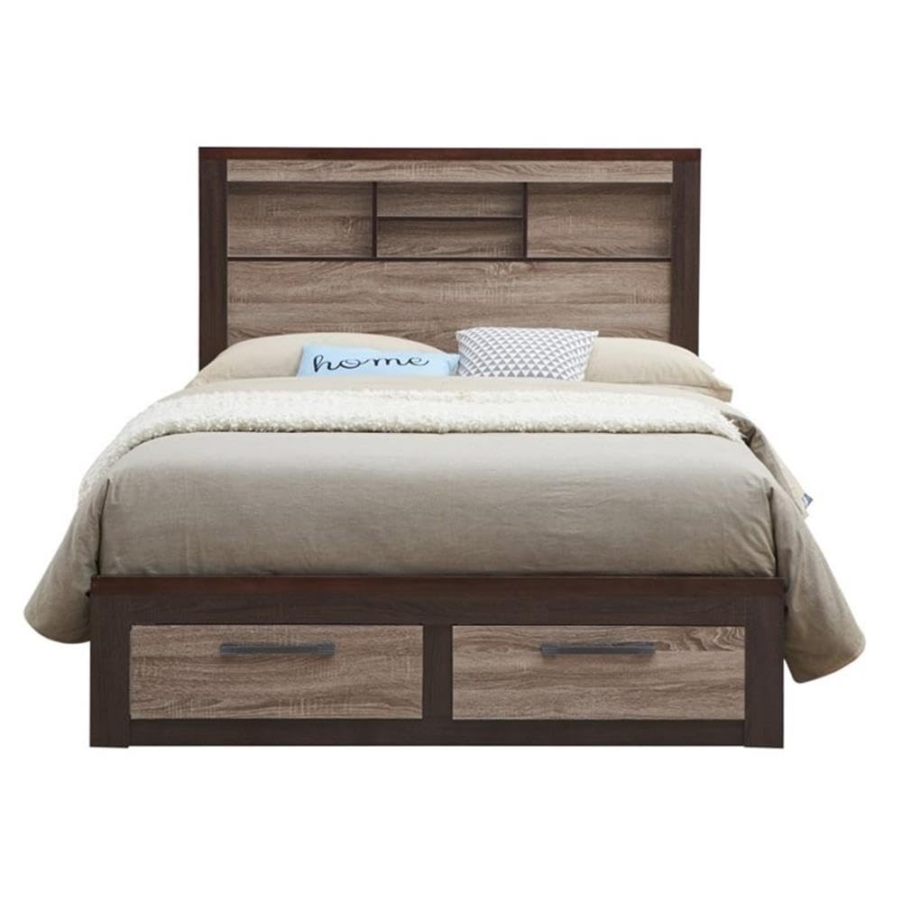 Magnolia Wood King Bed in Gray and Brown
