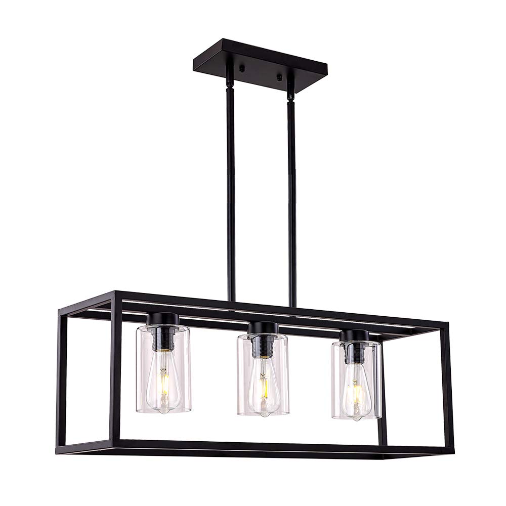 Dining Room Lighting Fixture Hanging Farmhouse Black 3 Light Modern Pendant