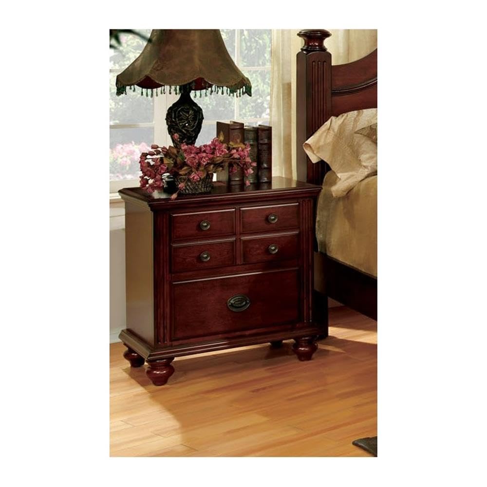 2-Drawer Transitional Solid Wood Nightstand in Cherry
