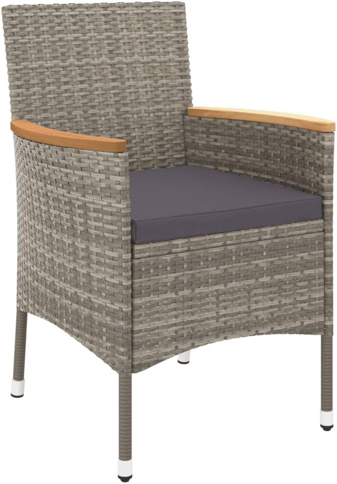 Outdoor Dining with 5 Piece Patio Dining Set, Comfortable Cushions, Durable Rattan, Gray