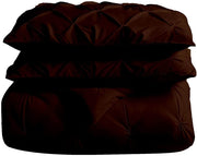 Queen Size Brown Pinch Pleated Comforter with 4 Corner Tabs 100% Organic Cotton
