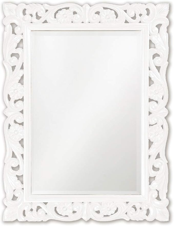 Rectangular Hanging Wall Mirror, Scroll Work Frame