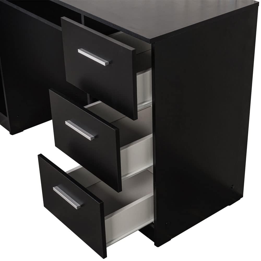 Computer Desk with 3 Drawers, 1 Door and 1 Storage Shelf,