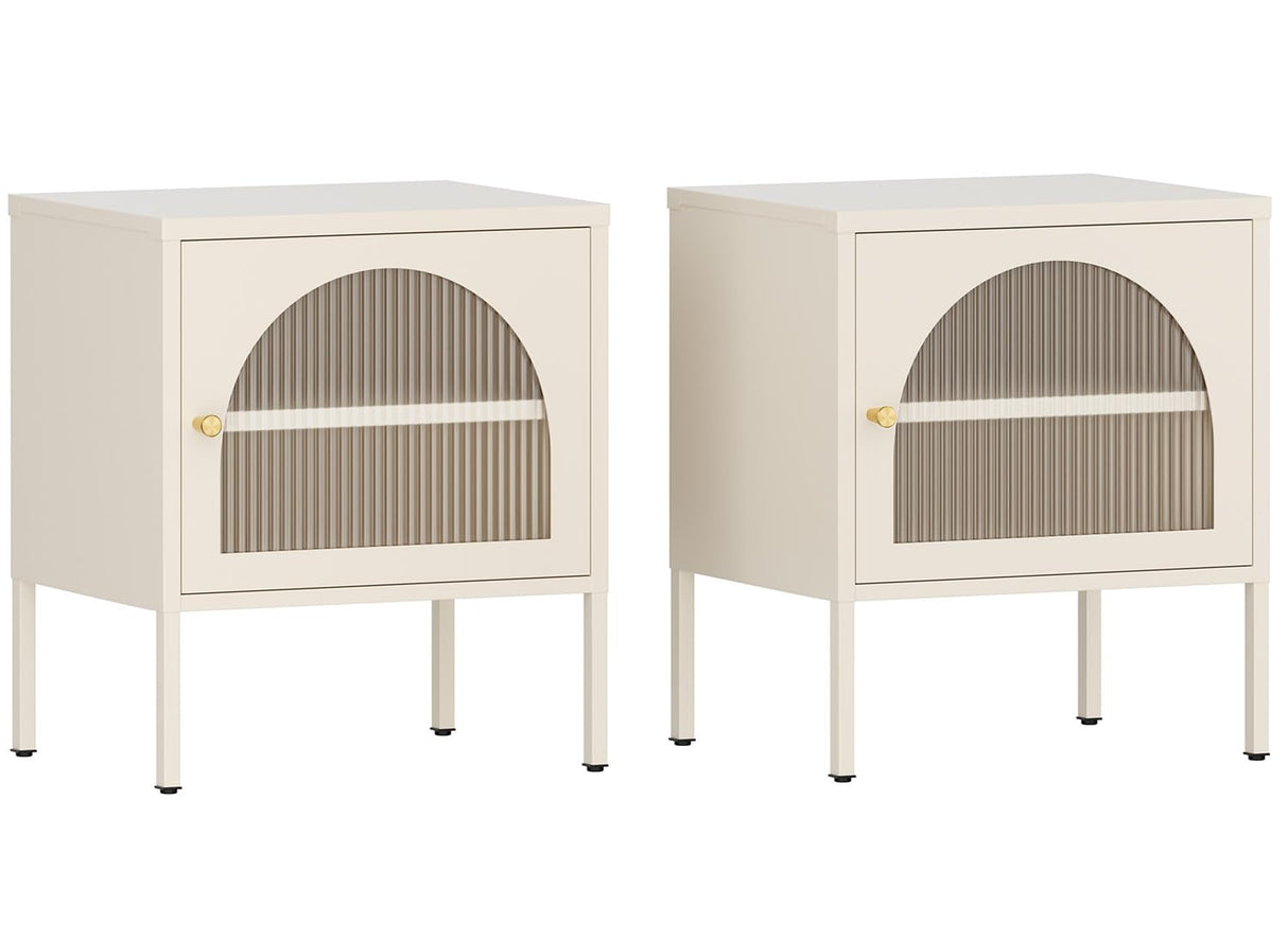 Nightstand Set of 2 - Mid-Century Modern White Night Stands