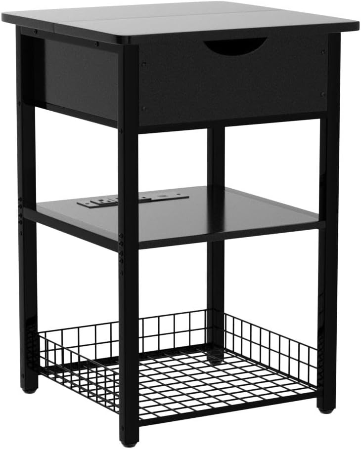 Nightstand Set of 2 with Charging Station