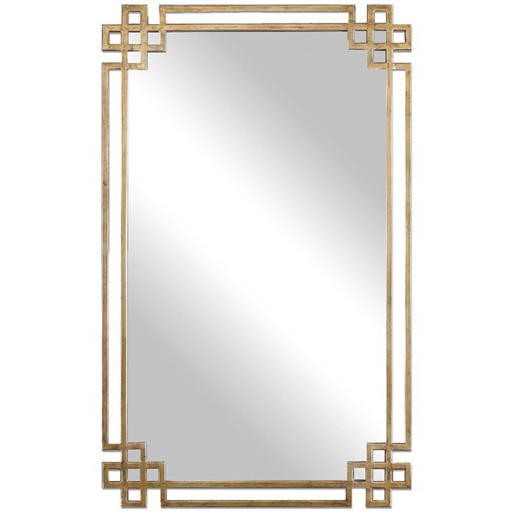 Metal Framed Glass Mirror in Antique Gold Finish