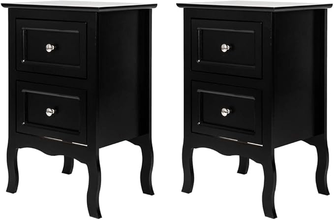 Gray Nightstand Set of 2, Nightstands with 2 Drawers, Bed Side Table/Night Stand