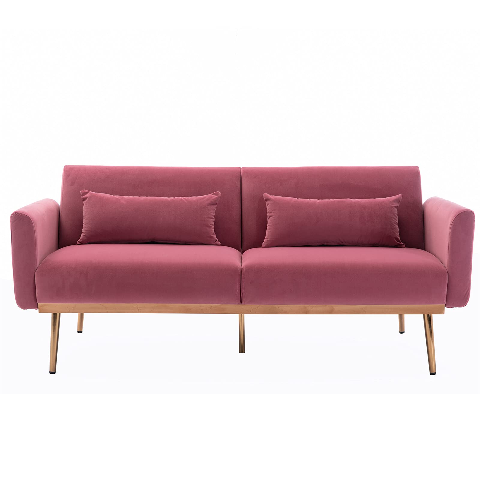 Velvet Futon Bed Couch, Velvet Upholstered Mid Century Sofa Sleeper for Living Room