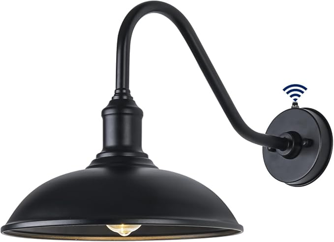 Large 18in Dusk to Dawn Outdoor Barn Lights, Classic Gooseneck Light Up The Night