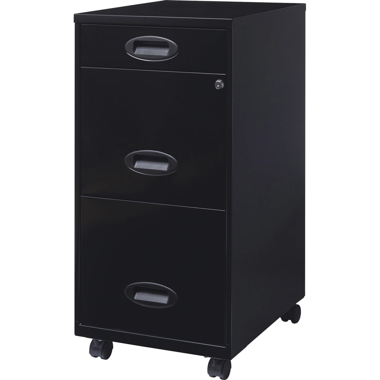 Lorell 17427 3-Drawer Mobile File Cabinet, 18", 21.80" L x 18.00" W x 33.10" H, Black