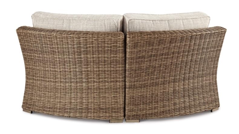 Signature Design by Ashley Beachcroft Outdoor Three Piece Wicker Patio Sectional