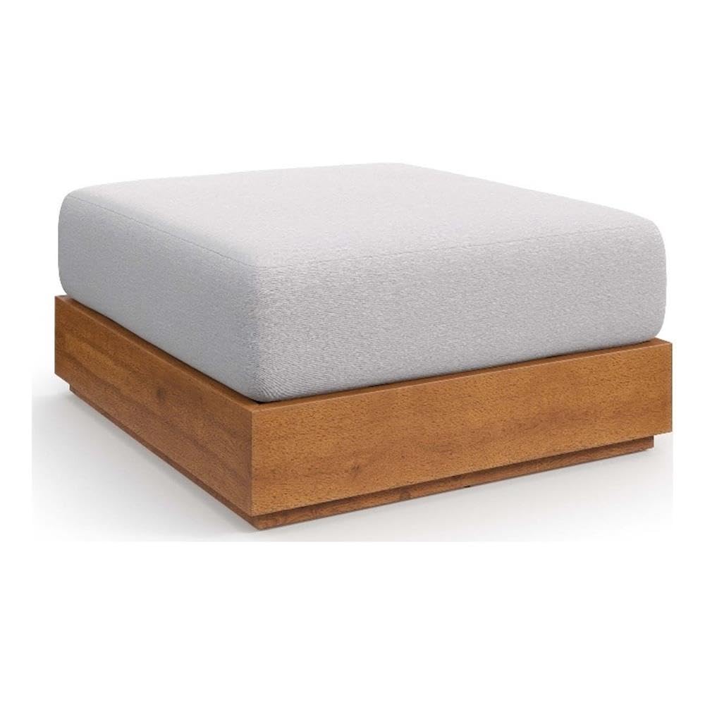 Tahoe Acacia Wood Outdoor Ottoman in Natural Light Gray