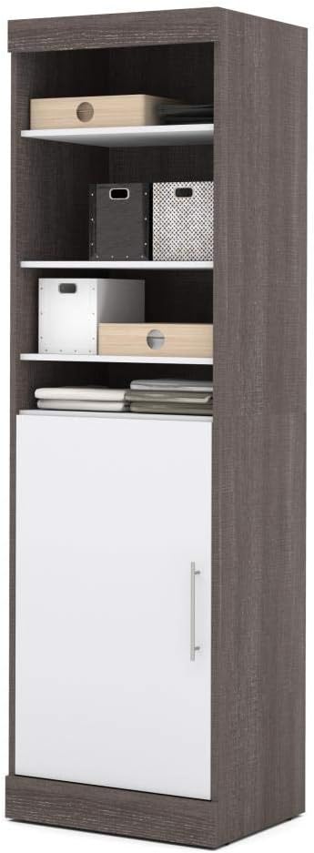 Nebula Shelving Unit with Door, 25W, Bark Grey & White