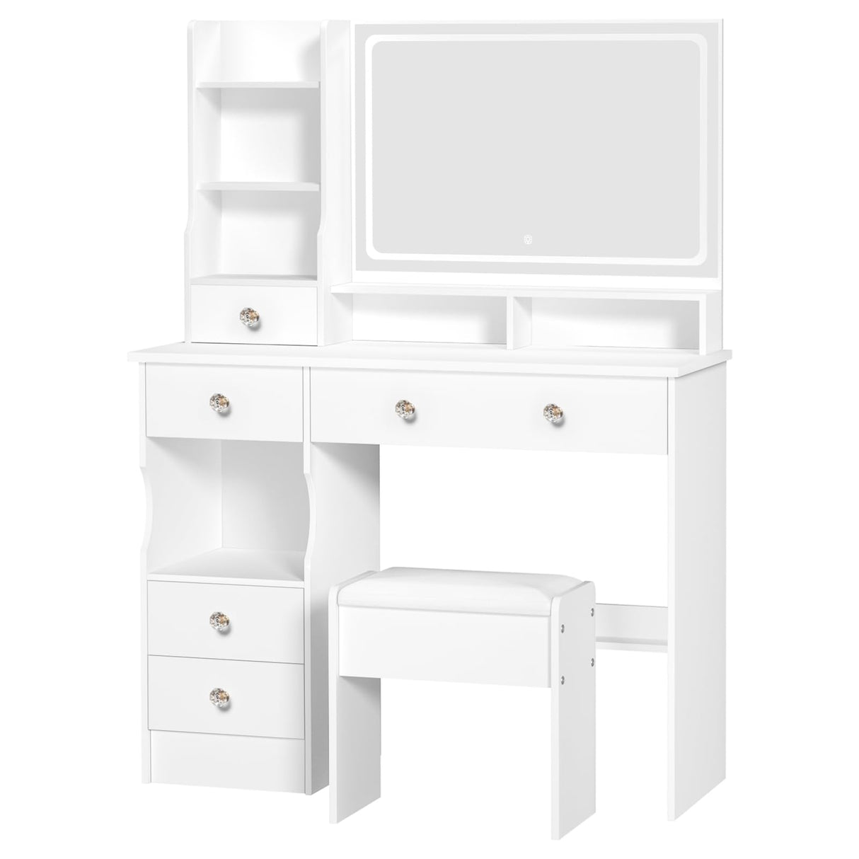 Vanity Desk with Mirror and Lights, Makeup Vanity with Stool, Vanity Mirror with Lights