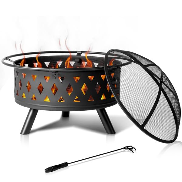 32IN Metal Fire Pit Black