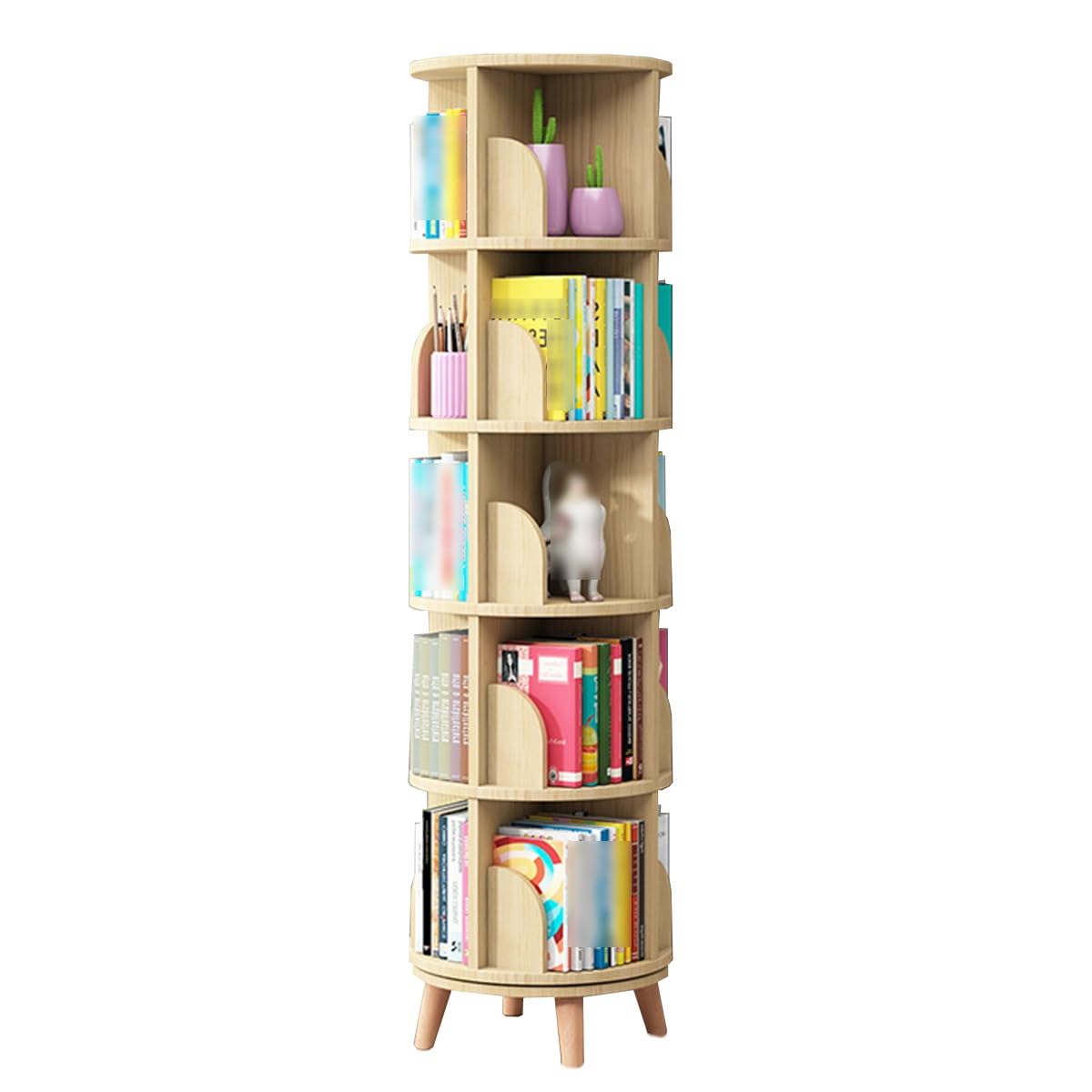 4 Tier Floor Standing Bookcase,Home High - Density Bookcase, Wood Bookshelf Organizer