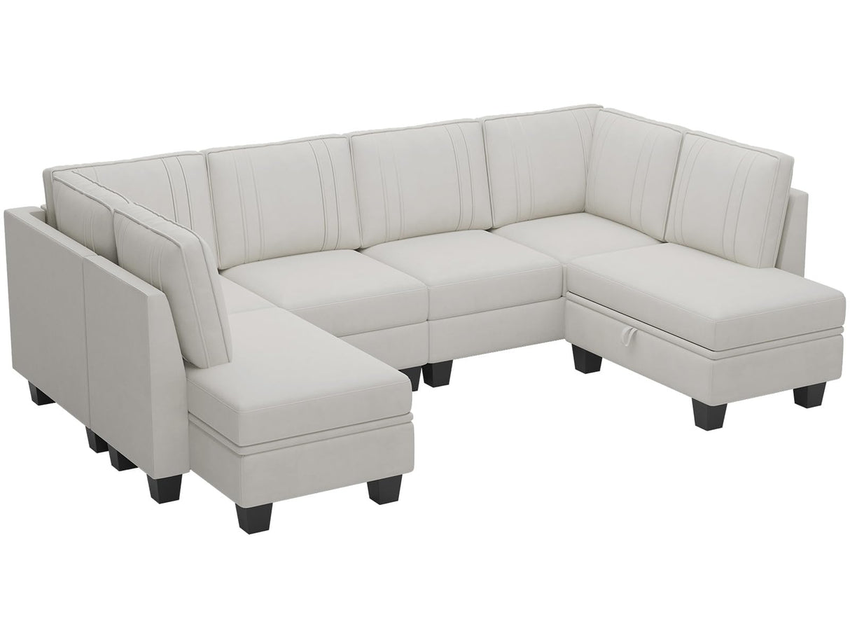Sectional Couch with Storage Ottoman, U Shaped Sectional Sofa Couch