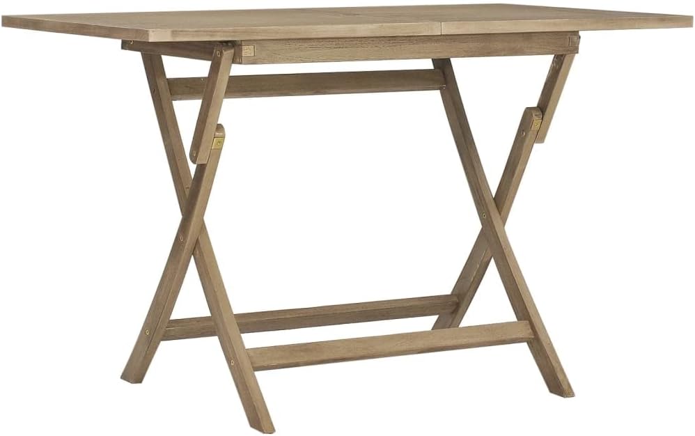 Folding Teak Patio Table - 47.2" Outdoor Dining Table with Natural Wood Finish