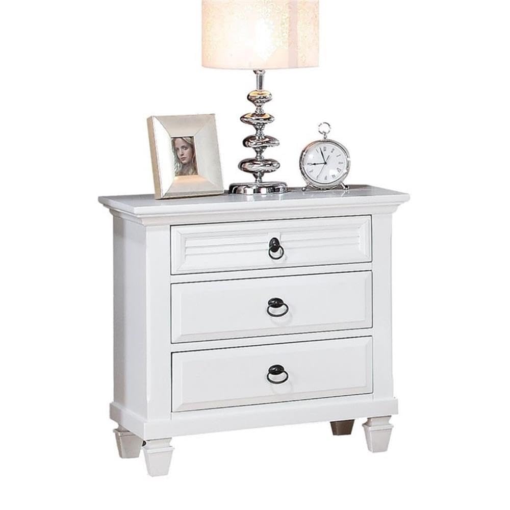 Merivale 3-Drawer Wooden Nightstand in White