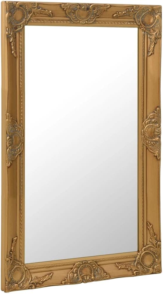 Wall Mounted Baroque Style Mirror 19.7"x31.5" in Gold, Ornately Designed