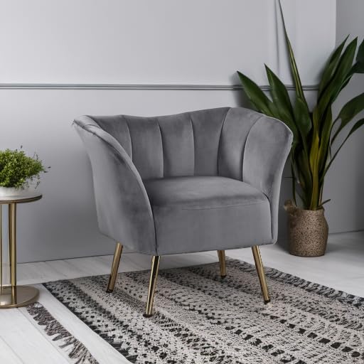 Tufted Upholstery Accent Chair in Gray and Gold