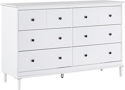 Modern 6-Drawer Solid Wood Dresser Bedroom Storage
