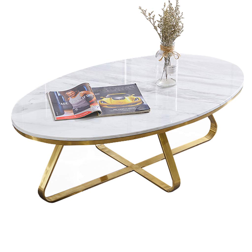 80cm Mid Century Modern Oval Coffee Table White Nature Marble Table