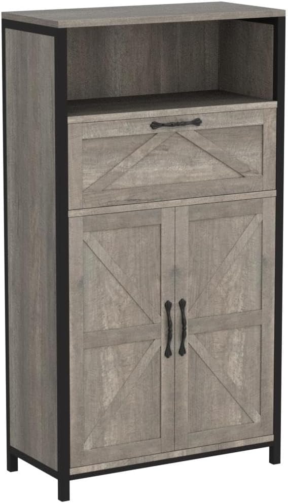 Farmhouse Storage Cabinet, Bathroom Cabinet with Doors and Drawer