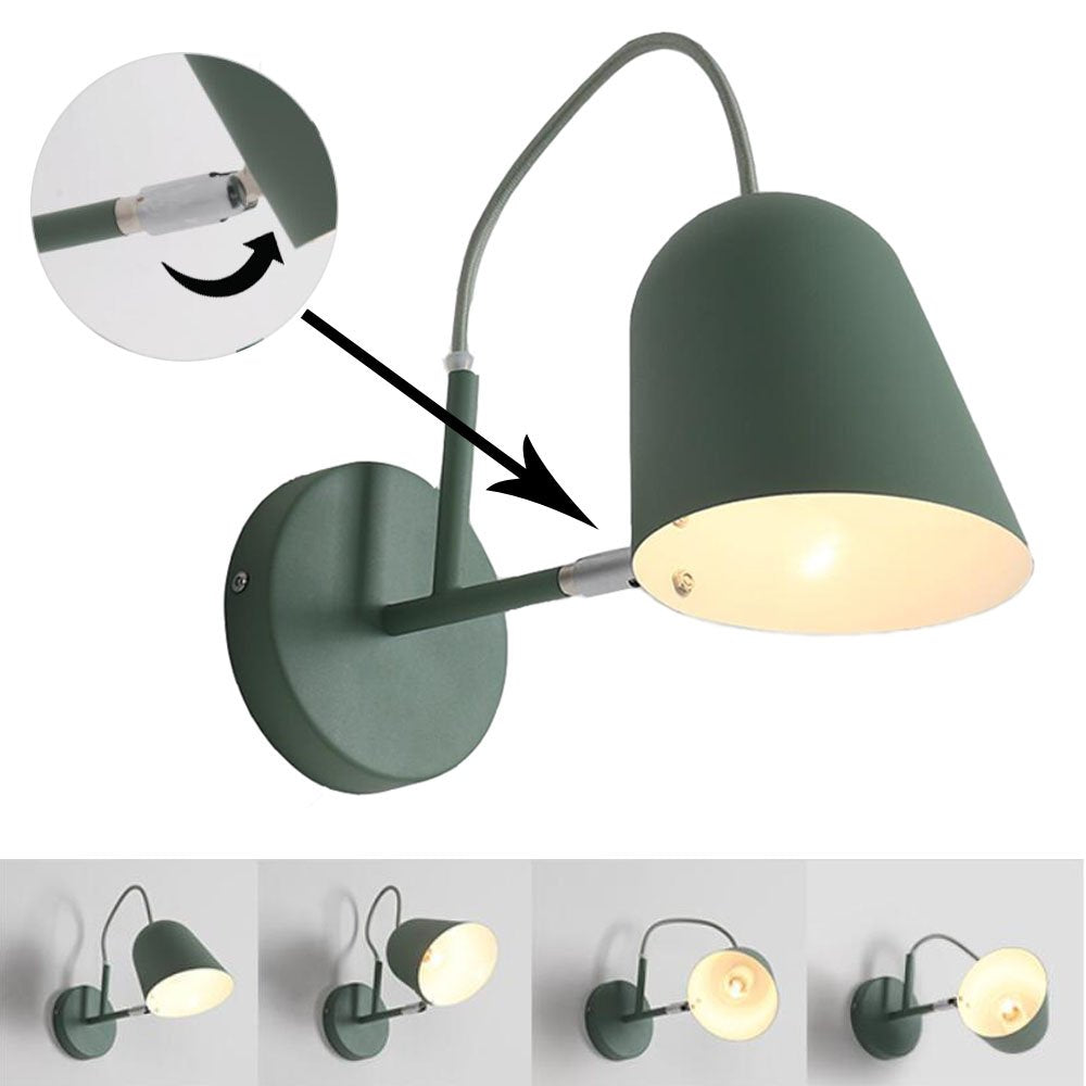 Modern Green Adjustable Ceiling/Wall Spotlight with Practical Plug, Cable and Switch