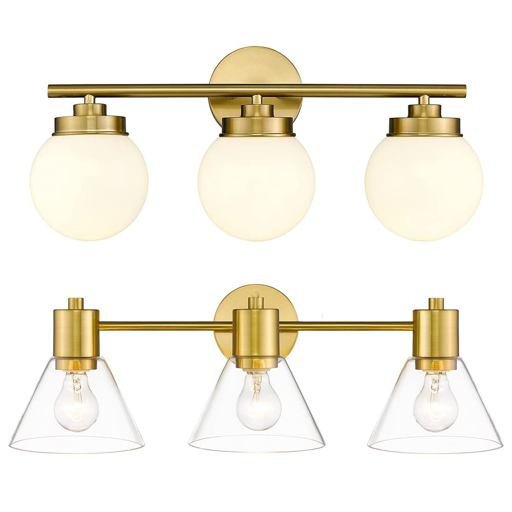 Bathroom Vanity Light Sets, Set of 2 Matching Bundle, Fixtures with Glass Shade