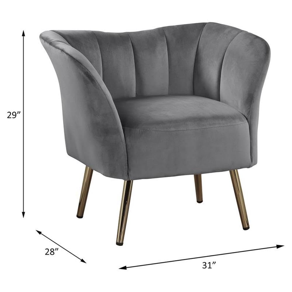 Tufted Upholstery Accent Chair in Gray and Gold