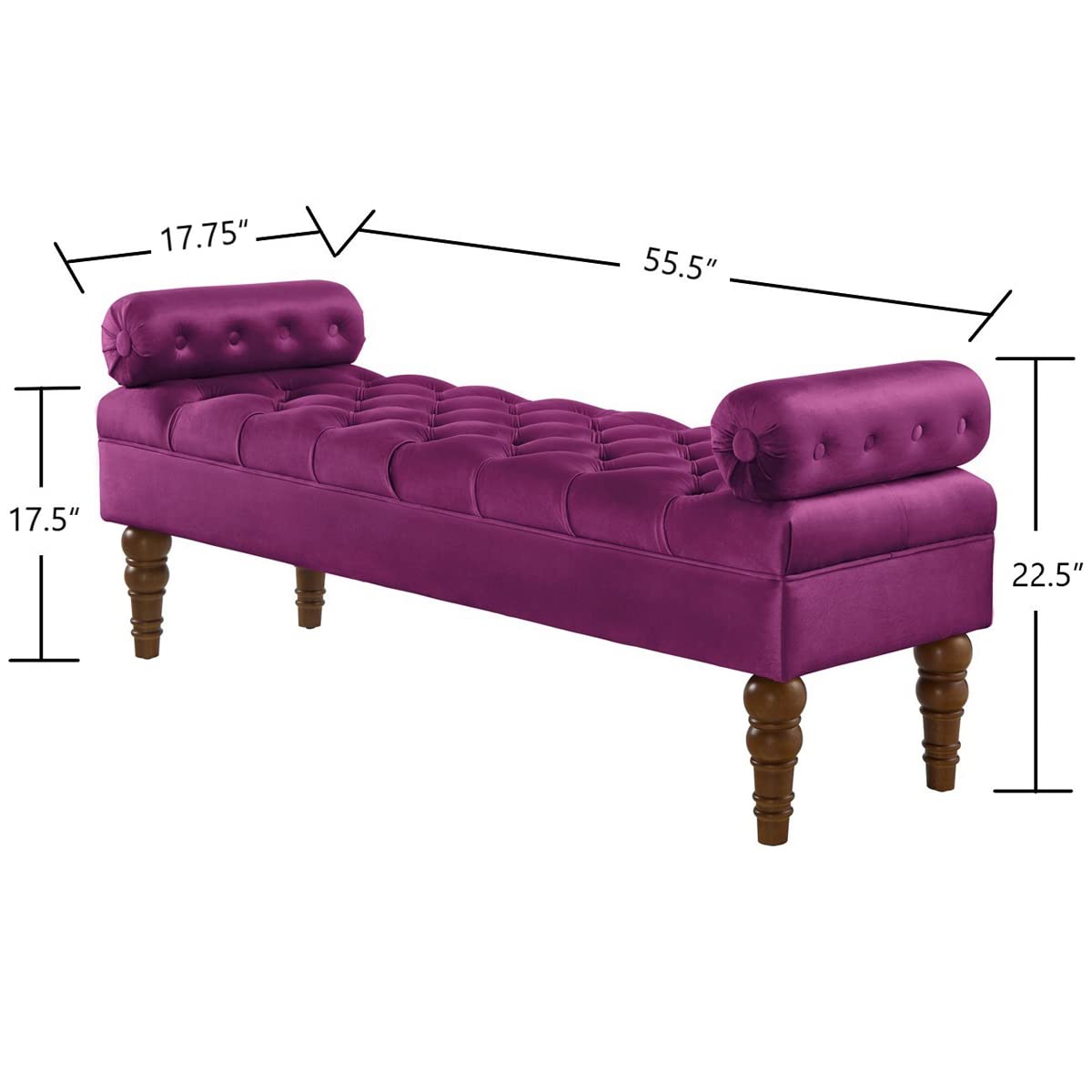 Tassia Tufted Fabric Bench, Dark Blue