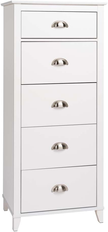 Traditional 5-Drawer Tall Dresser for Bedroom, Wood Tall Bedroom