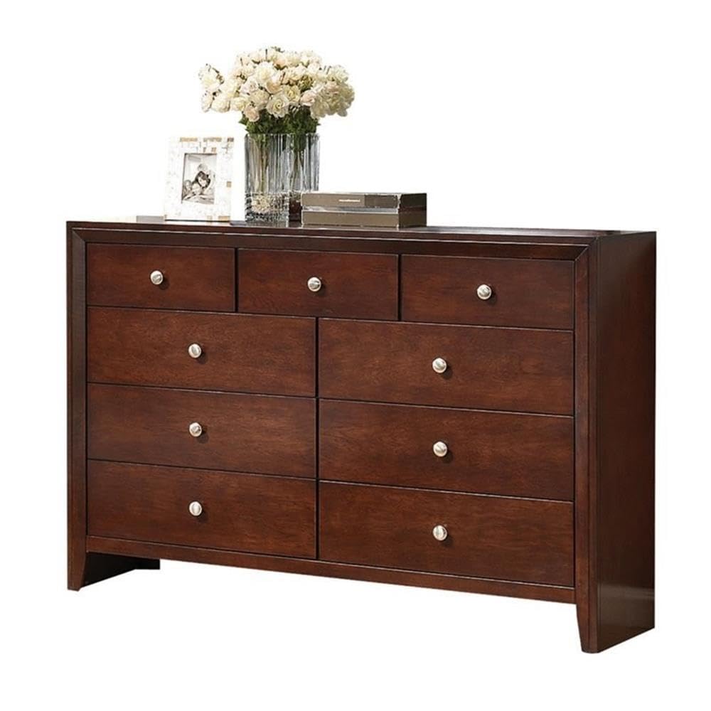 Ilana 9 Drawer Dresser in Brown Cherry