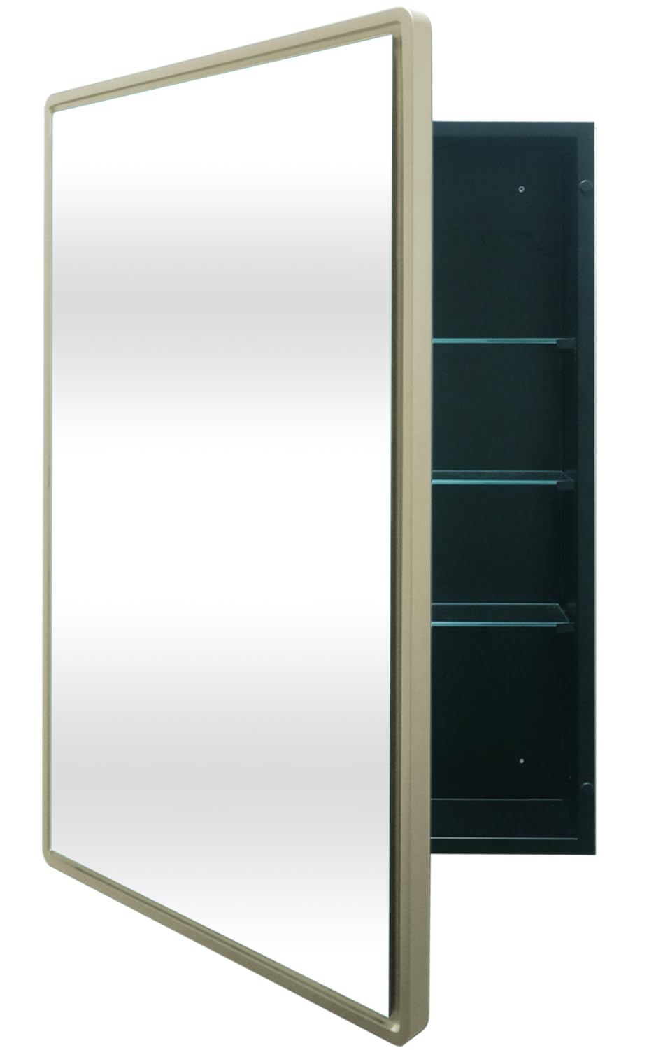 Bathroom Medicine Cabinet with Farmhouse Gold Framed Mirror 24x36 Inches Surface Mount Mirror Cabinet