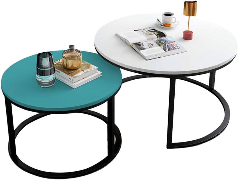 Set of 2 Modern Nest of Tables Nesting Coffee Table Round Sofa Side End Table Living Room