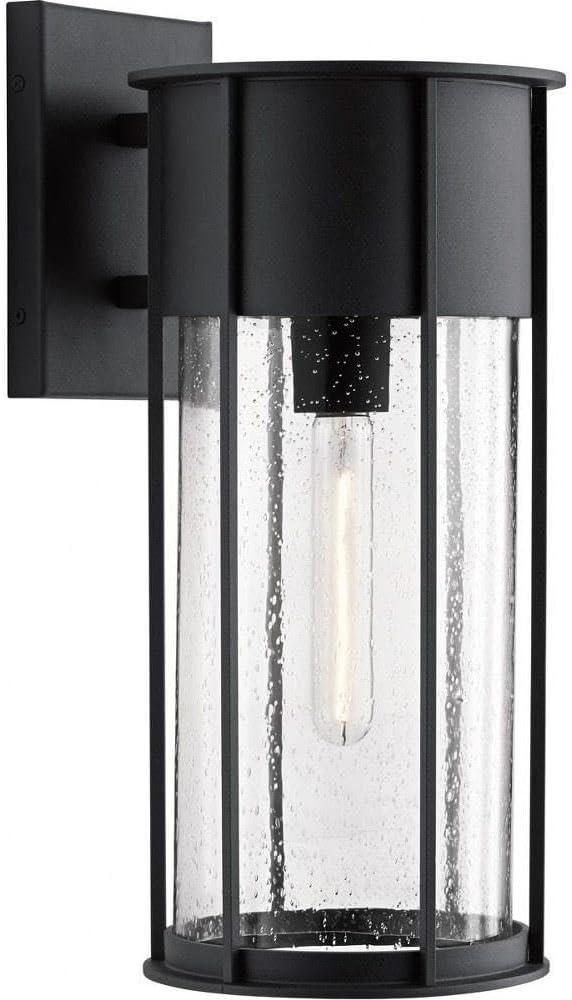 Camillo 15 Inch 1 Light Wall Light with Clear Seeded Glass in Black