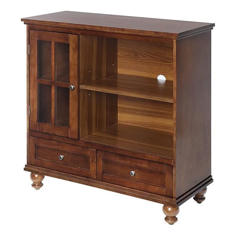 42" TV Stand Entertainment Console Highboy with Storage in Dark Walnut