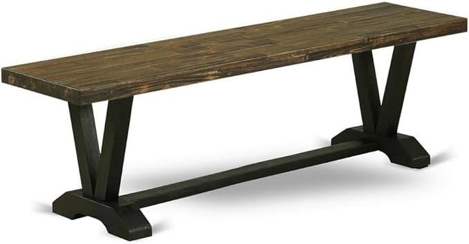 V-Style Dining Bench with Wooden Seat