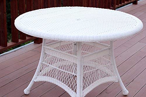 Wicker Round Dining Table, 44", White