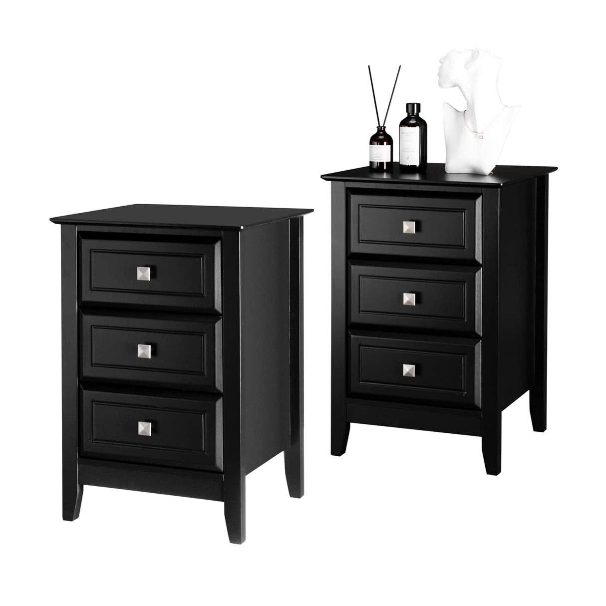 Wooden Black Nightstand Stylish