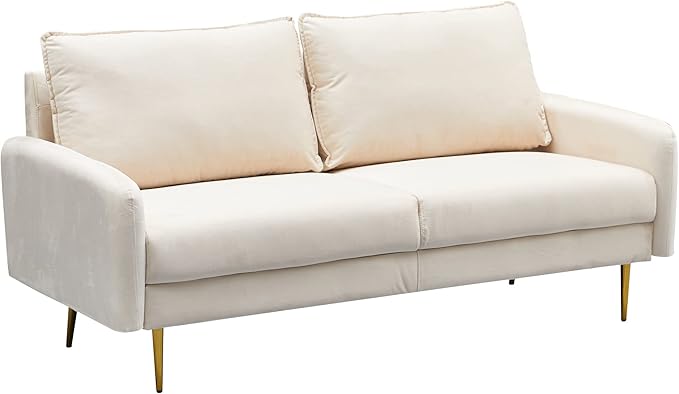 Velvet Sofa Modern Couch Tufted Loveseat with Metal Legs for Living Room