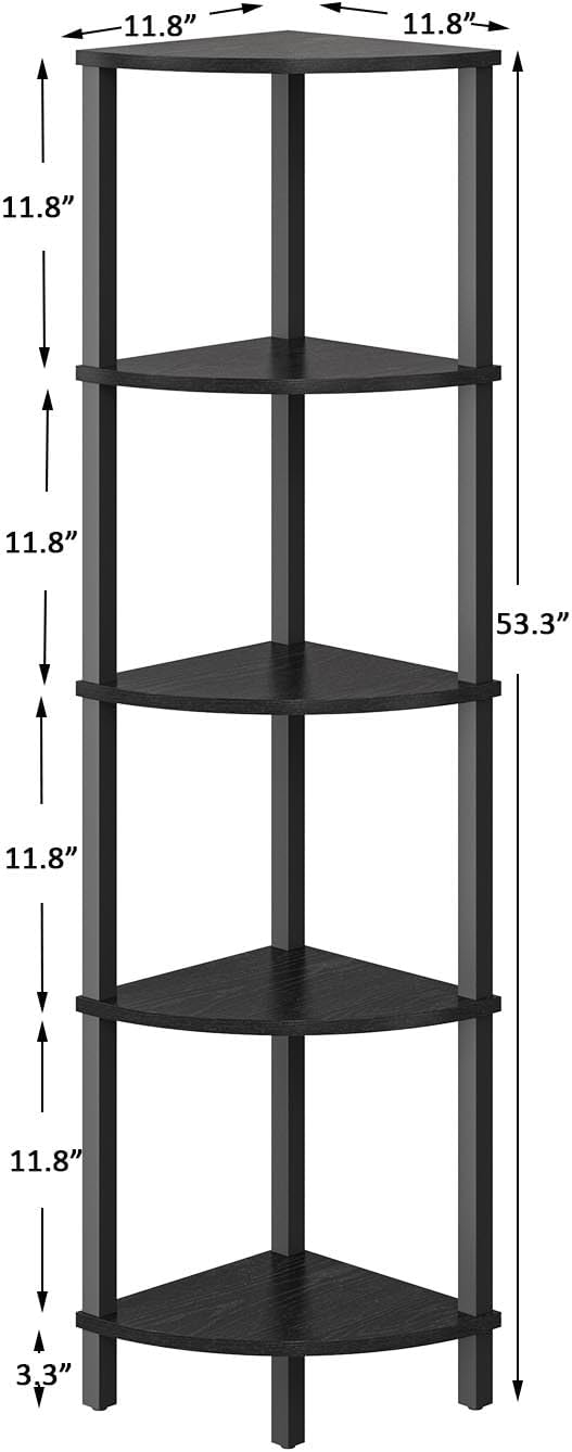 Vimber 5 Tier Industrial Corner Bookshelf - Space Saving Ladder Shelf